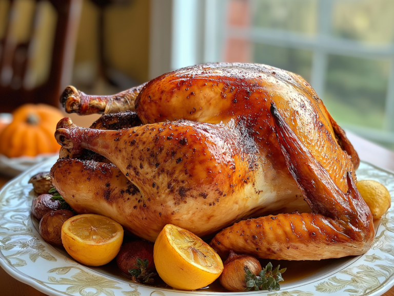 Golden roasted turkey served as a centerpiece for Gluten-Free Thanksgiving Recipes.