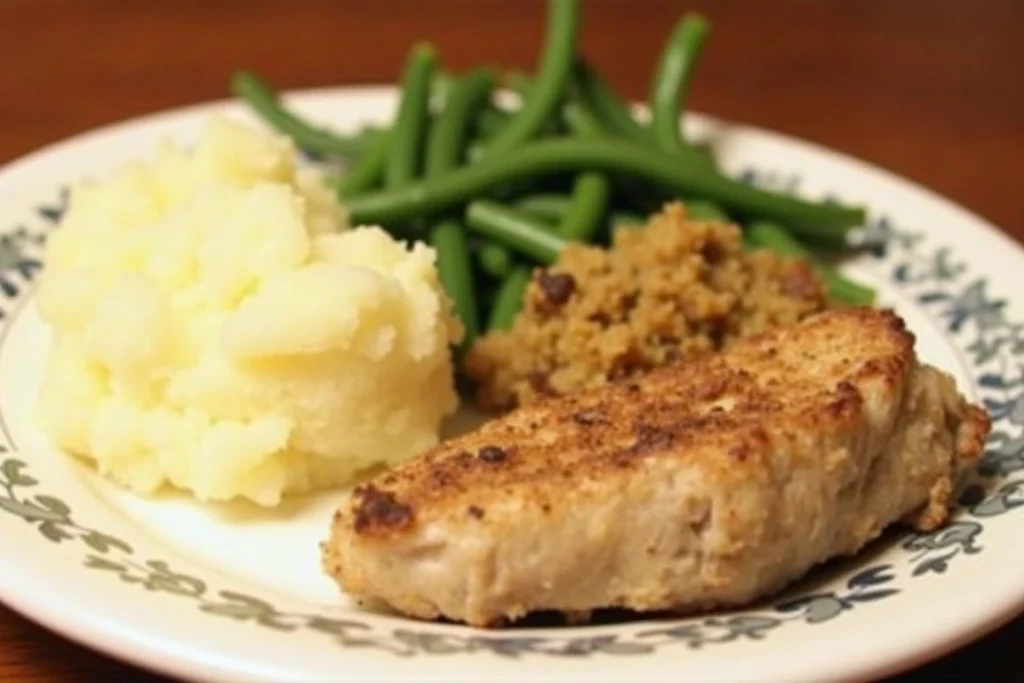 A Thanksgiving plate with Old-Fashioned Thanksgiving Dressing Recipe