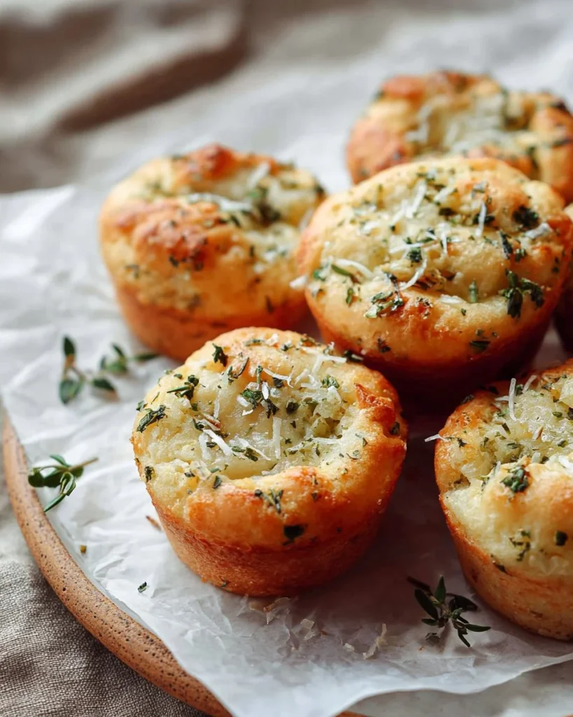 Delicious gluten-free focaccia muffins displayed on a wooden table.