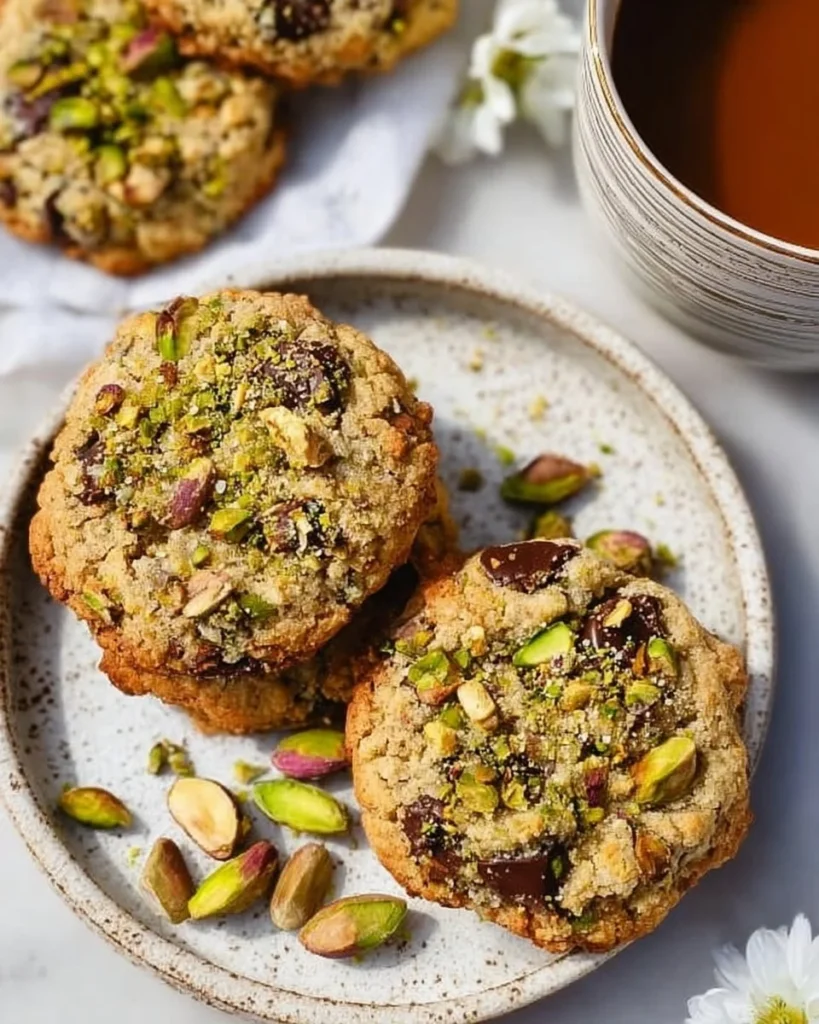 Vegan gluten-free pistachio cookies on a plate