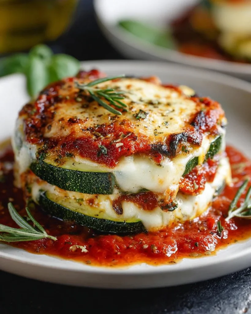 Zucchini Ricotta Melts with cheese and herbs on a plate