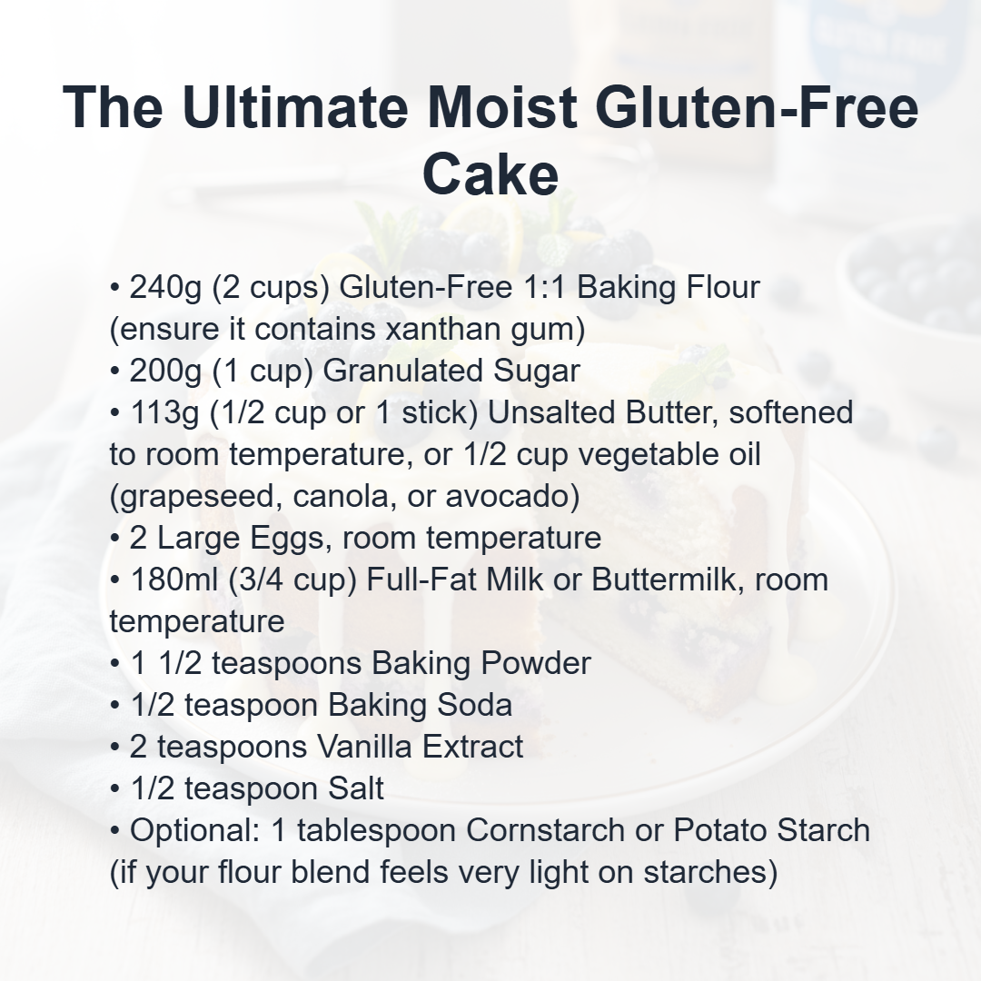 Fresh, high-quality ingredients laid out for baking the ultimate gluten-free cake.