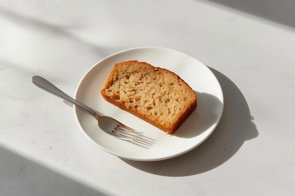 Slice of perfectly moist gluten-free banana bread, a successful result of gluten-free baking moist fixes.